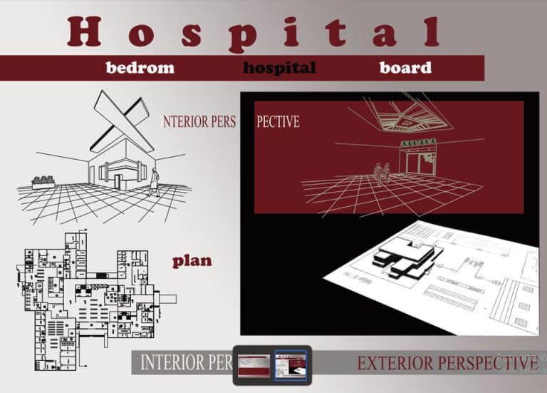 پلان بیمارستان عمومی با طراحی مربعی